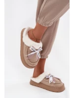 Dámské pantofle s kožešinou a mašlí Béžové Fenella Dámské pantofle s kožešinou a mašlí Béžové Fenella