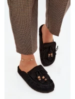 Dámské pantofle s třásněmi a korálky Černé model 21919146 - Boto