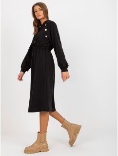 Černé rozevláté mikinové šaty s kapucí