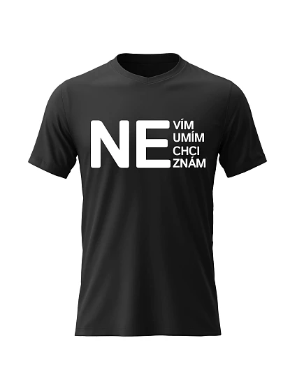 Pánské bavlněné tričko s potiskem - NE - černé Pánské bavlněné tričko s potiskem - NE - černé