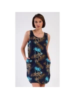 Dámská noční košile na ramínka Tropicana Tmavě modrá vzor - Vienetta