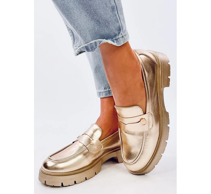 Kožené dámské mokasíny 28359 1736 zlaté - Ideal Shoes