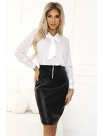 halenka s dlouhým rukávem a zavazováním vpředu BÍLÁ model 20905609 - numoco