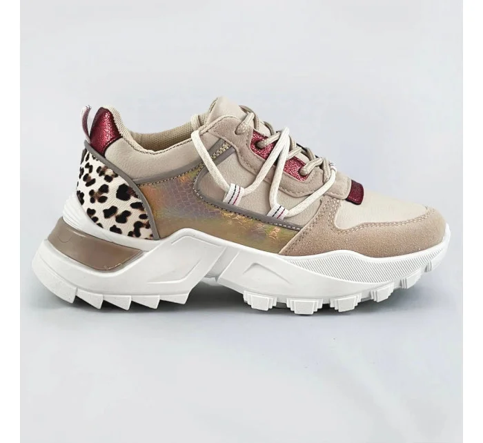 Béžové dámské sportovní boty se zvířecím motivem (VIVI1038)