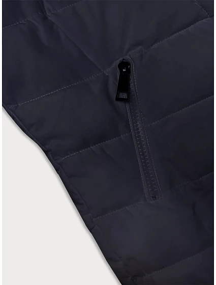 Tmavě modrá prošívaná dámská zimní bunda s kapucí model 21246922 - LHD