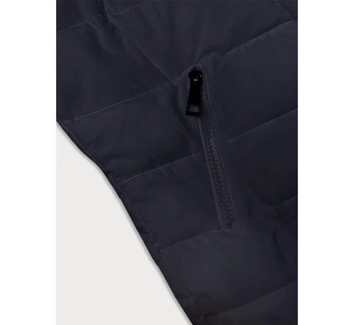 Tmavě modrá prošívaná dámská zimní bunda s kapucí model 21246922 - LHD