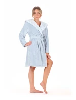 Dámský župan Flora s kapucí krátký 4856 jednobarevný ledově modrá - Vestis Dámský župan Flora s kapucí krátký 4856 jednobarevný ledově modrá - Vestis