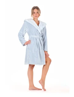 Dámský župan Flora s kapucí krátký 4856 jednobarevný ledově modrá - Vestis