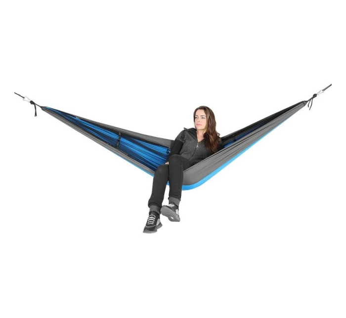 TURISTICKÁ HOUPACÍ SÍŤ PRO 2 OSOBY 270X140CM S MOSKYTIÉROU MODRÁ