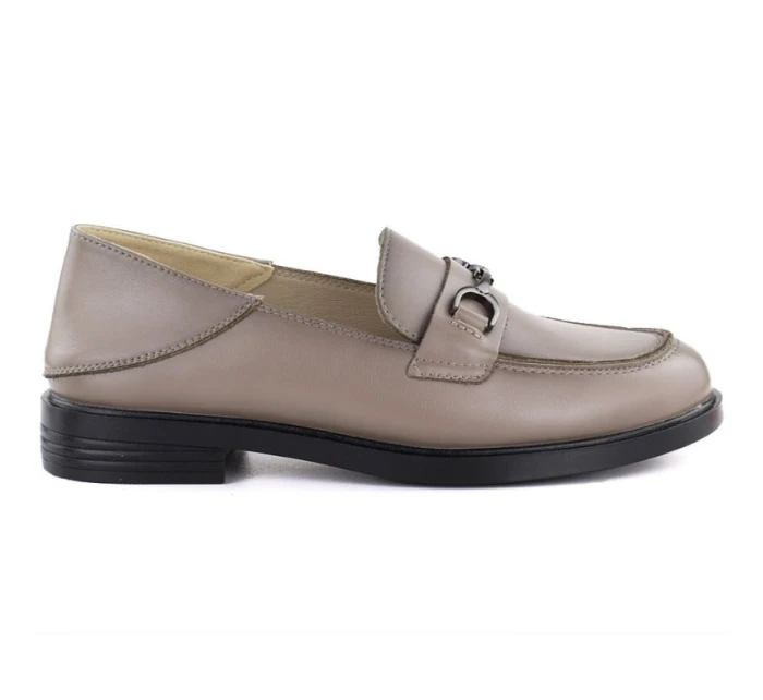 Dámské kožené polobotky mokasíny béžové model 22015081 - VINCEZA