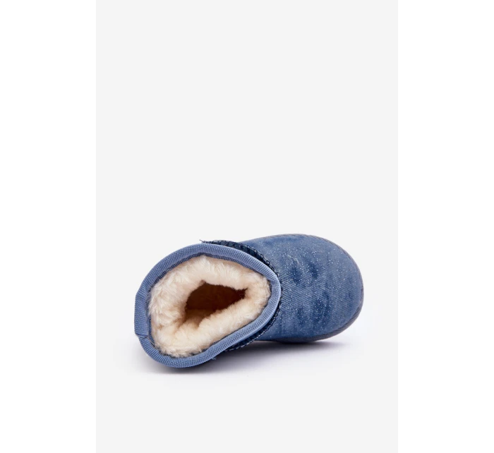 Dětské sněhule s brokátem Modré Sulinne Dětské sněhule s brokátem Modré Sulinne