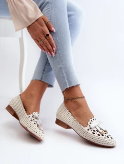 Dámské bílé lodičky s průpletovou mašlí Nestavia