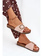 Dámské pantofle s přezkou na korkové platformě růžové Zavira Dámské pantofle s přezkou na korkové platformě růžové Zavira