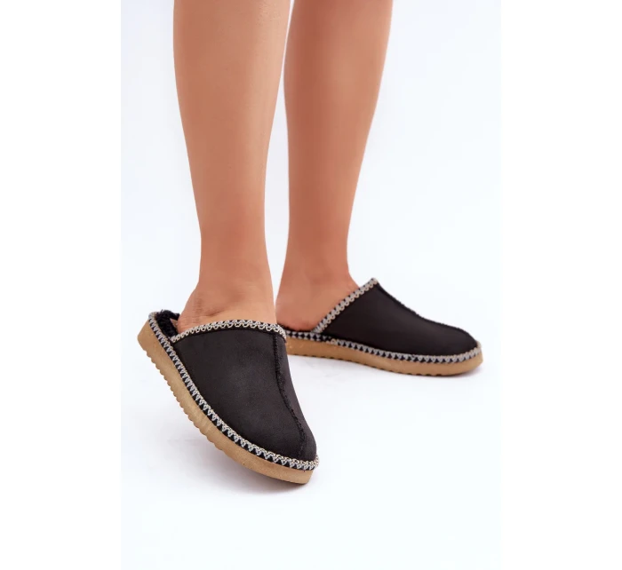 Dámské Domácí Pantofle S Výšivkou Inblu EY000028 Černé