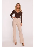 Dámské kalhoty s laclem S418 béžové - Stylove