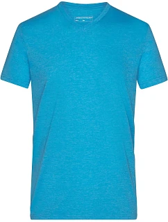 Daiber JN 974 Pánské melírované tričko s výstřihem do V 02.0974 turquoise melange