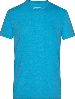 Daiber JN 974 Pánské melírované tričko s výstřihem do V 02.0974 turquoise melange