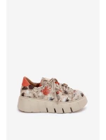 Kožené sneakersy na platformě Maciejka 06891-18 béžové Kožené sneakersy na platformě Maciejka 06891-18 béžové