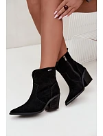 Dámské zateplené kovbojky na podpatku Big Star model 22349493 černé - Big Star Shoes Dámské zateplené kovbojky na podpatku Big Star model 22349493 černé - Big Star Shoes
