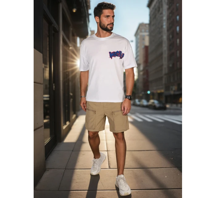 Pánské bílé tričko s potiskem FashionStreet RX5644 Pánské bílé tričko s potiskem FashionStreet RX5644