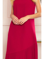 Červené dámské trapézové šaty s asymetrickým model 8489478 - numoco
