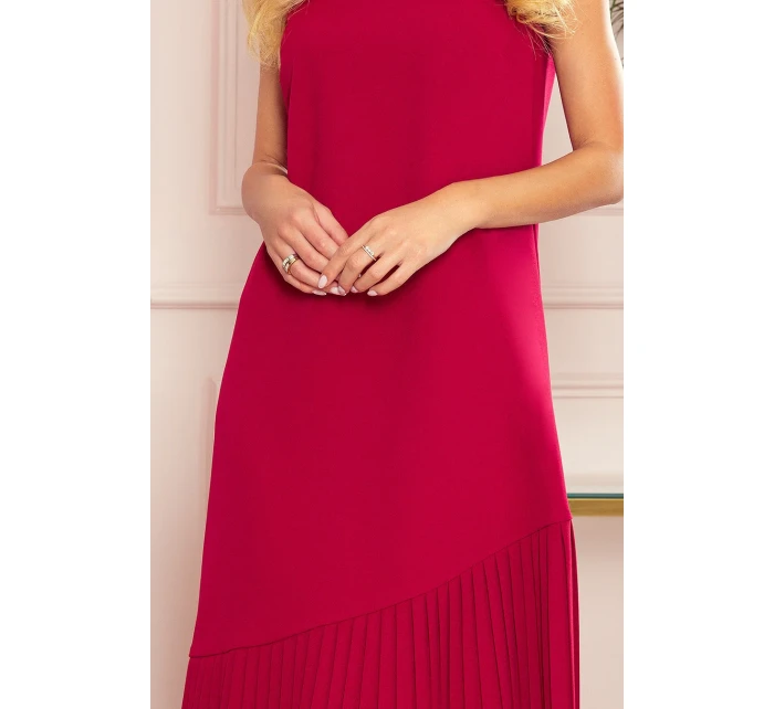 Červené dámské trapézové šaty s asymetrickým model 8489478 - numoco Červené dámské trapézové šaty s asymetrickým model 8489478 - numoco