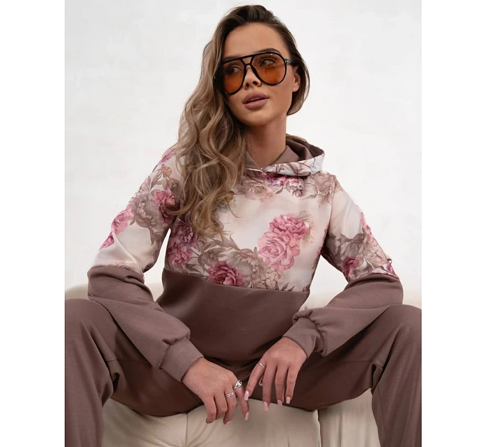 Sportovní souprava s květinovým motivem cappuccino model 22049183 - Moon