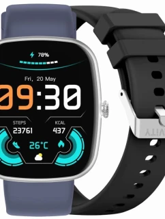 GRAVITY GT18-6 Pánské chytré hodinky Černý silikonový řemínek + námořnický modrý řemínek