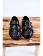 Dětské kožené tenisky na suchý zip BIG STAR model 21594834 Černá - Big Star Shoes Dětské kožené tenisky na suchý zip BIG STAR model 21594834 Černá - Big Star Shoes