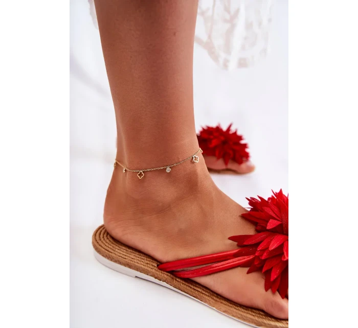 Dámské žabky s látkovým ornamentem Červené Eviana Dámské žabky s látkovým ornamentem Červené Eviana