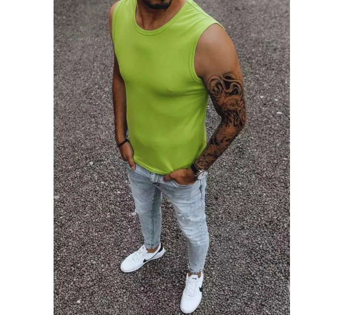 Pánské tričko bez rukávů bez potisku světle zelené Dstreet RX4917