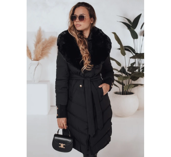 Dámská prošívaná zimní bunda s kožešinou černá Dstreet model 21991246 - FashionStreet