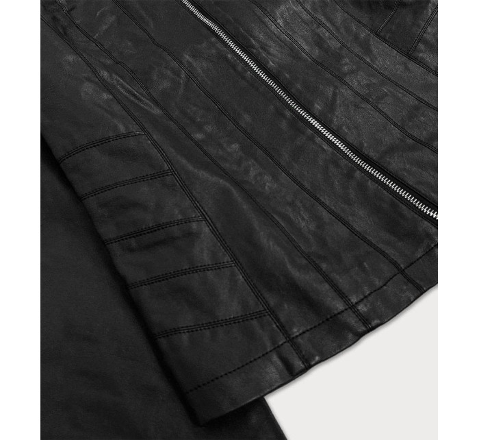 Černá bunda ramoneska s kulatým výstřihem model 16147566 - LHD