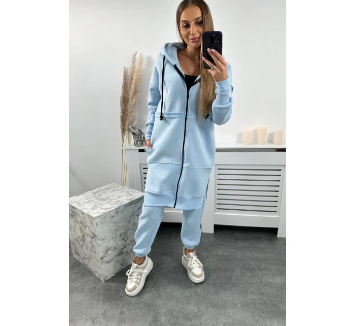 Zateplená souprava s dlouhou mikinou modrá