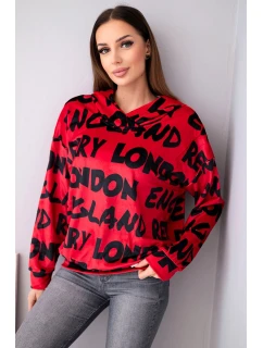 Dámská oversize mikina s kapucí a potiskem červená