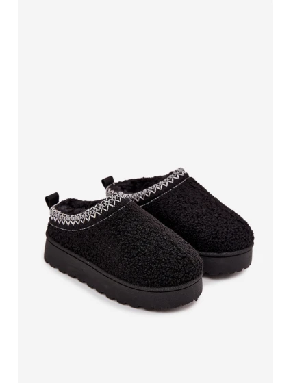 Dětské/módní sněhule s kožíškem typu beránek Selathiel – černé Dětské/módní sněhule s kožíškem typu beránek Selathiel – černé