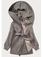 Hnědá dámská rozšířená bunda se vzorem model 21140787 - ROSSE LINE