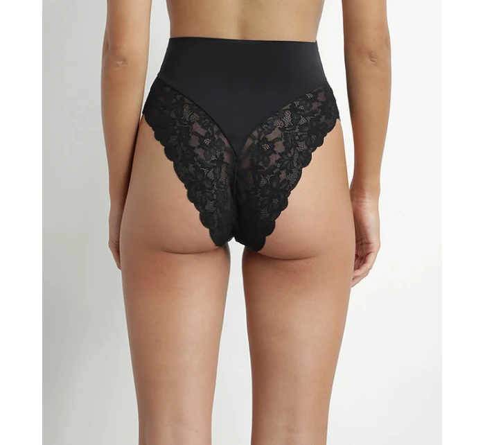 Dámská krajková tanga s vysokým pasem DIM DELICATE THONG - DIM - černá Dámská krajková tanga s vysokým pasem DIM DELICATE THONG - DIM - černá