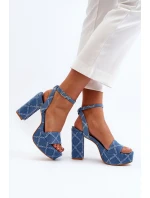 Džínové sandály na podpatku modré model 21649737 - Boto Džínové sandály na podpatku modré model 21649737 - Boto