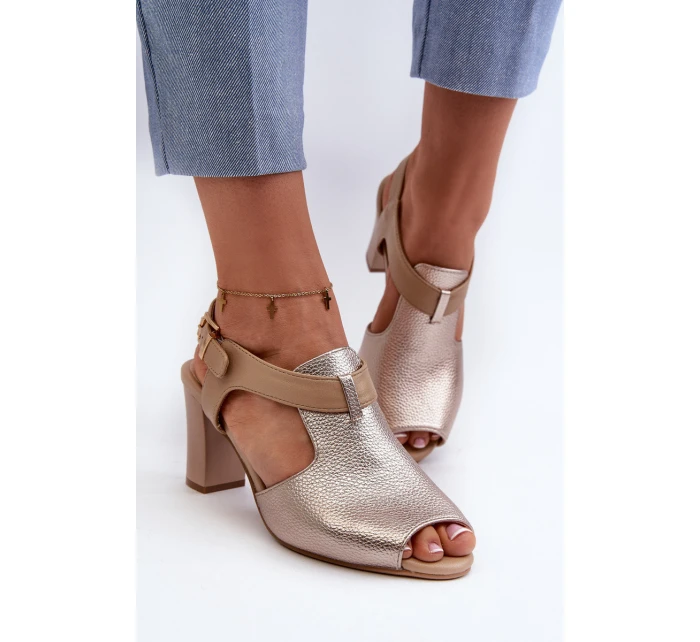 Dámské sandály na podpatku z eko kůže zlaté Queenmarie Dámské sandály na podpatku z eko kůže zlaté Queenmarie