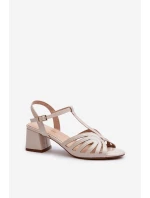 dámské sandály na podpatku  Béžové model 21659197 - SERGIO LEONE