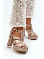 Dámské sandály na vysokém podpatku z kůže Maciejka 06050-25 Zlaté