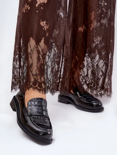 Lakované Kožené Mokasíny Dámské model 21691310 Černé - VINCEZA