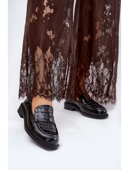 Lakované Kožené Mokasíny Dámské model 21691310 Černé - VINCEZA