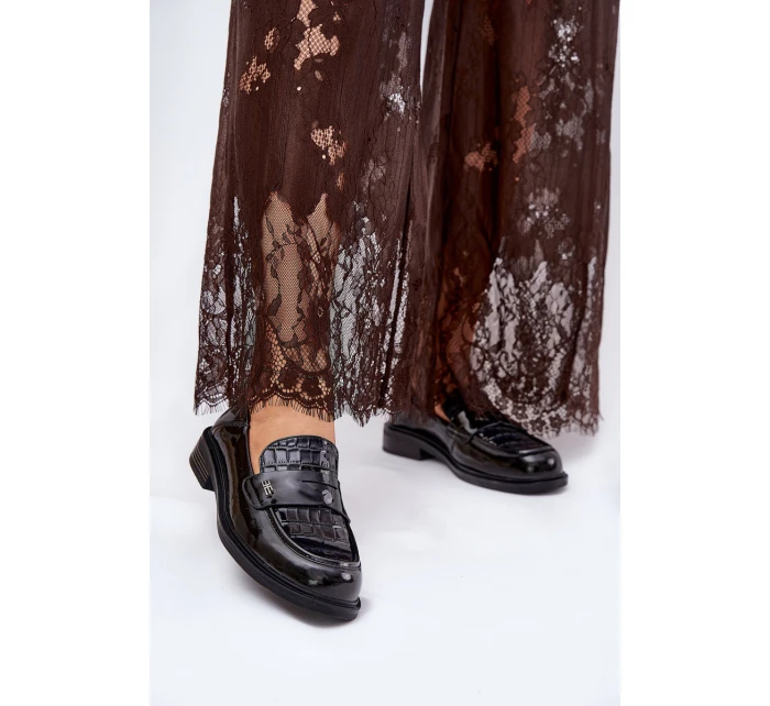 Lakované Kožené Mokasíny Dámské model 21691310 Černé - VINCEZA