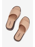 Dámské nazouváky na platformě se zlatými cvoky Béžové Arionne