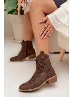 Dámské perforované kotníkové boty na podpatku Briavine