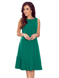 Trapézové šaty s asymetrickým řasením Numoco KARINE - zelené