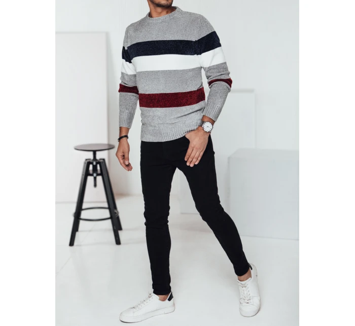 Pánský pruhovaný šedý svetr Dstreet model 21982440 - FashionStreet