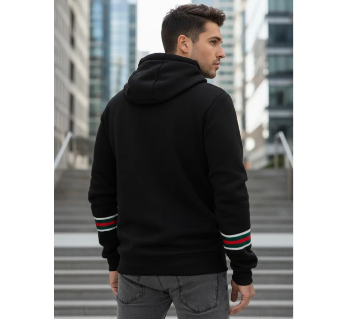 Pánská mikina s kapucí černá FashionStreet BX5940 Pánská mikina s kapucí černá FashionStreet BX5940